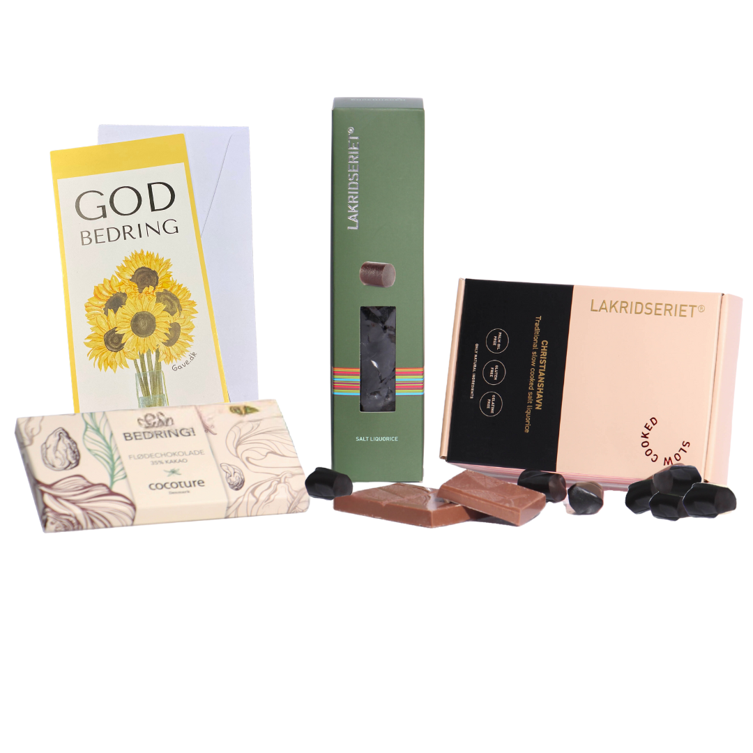 'God bedring'-gave med chokolade, lakrids og kort